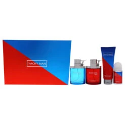 Yacht Man Blue And Yacht Man Red By Myrurgia For Men - 4 Pc Gift Set